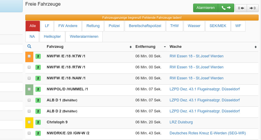 Fahrzeuge in der Liste leichter finden